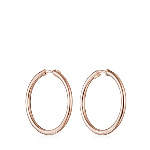 TOUS Basics large Hoop Earrings in Rose Silver Vermeil