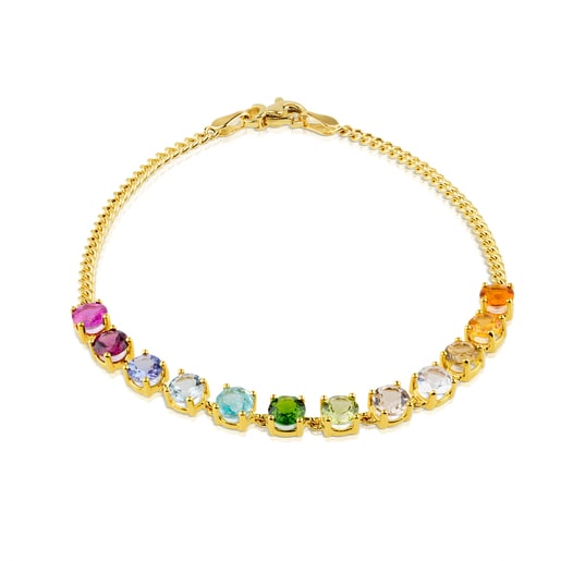 Gold Mix Color Bracelet with 12 multicolor gemstones