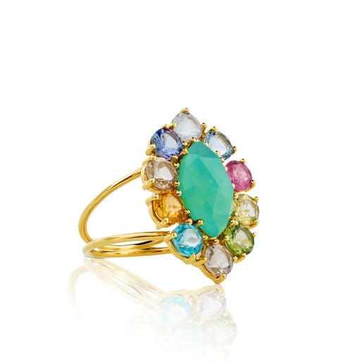 Gold Beach Ring with Gemstones