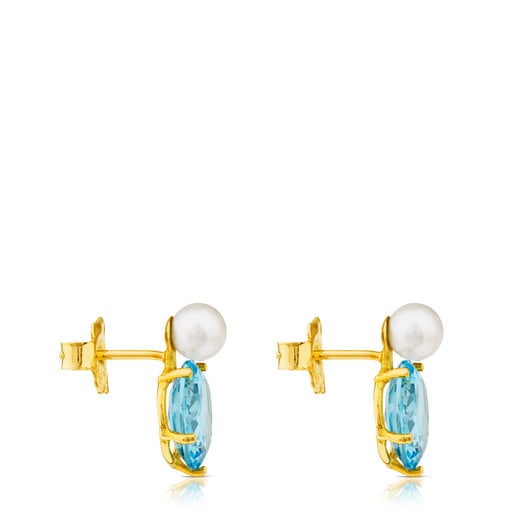 Ivette Earrings in Gold with Topaz and Pearl