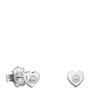 Silver TOUS Super Power Earrings with Pearls heart motif