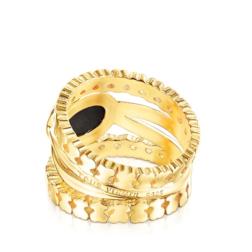 Silver Vermeil Straight Ring with Onyx