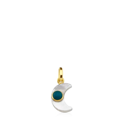 Pendentif Super Power en Or et Nacre avec Turquoise