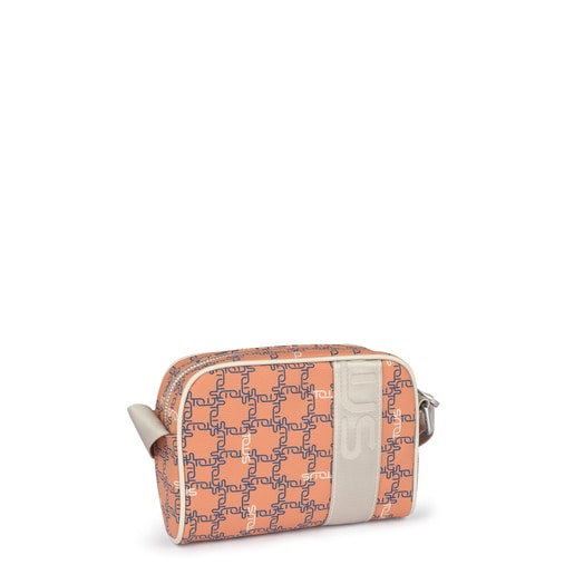 Sac à bandoulière Tous Logogram petit orange et beige