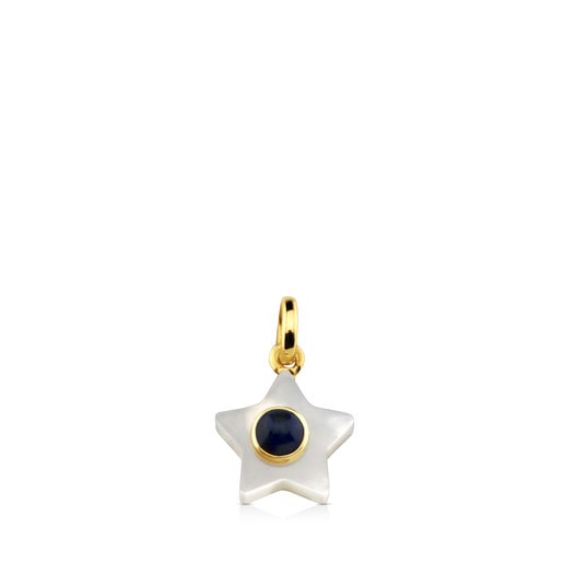 Gold Super Power Pendant with Mother-of-pearl and Lapiz lazuli
