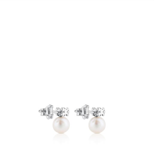 Pendientes de oro blanco con diamantes y perla Les Classiques