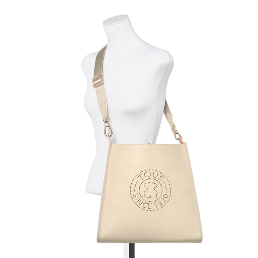 Schultertasche Leissa aus Leder in Beige