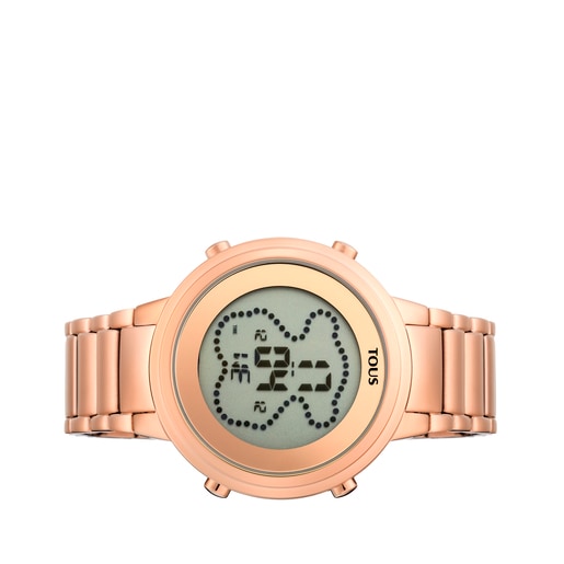 Montre numérique Digibear en acier IP rosé