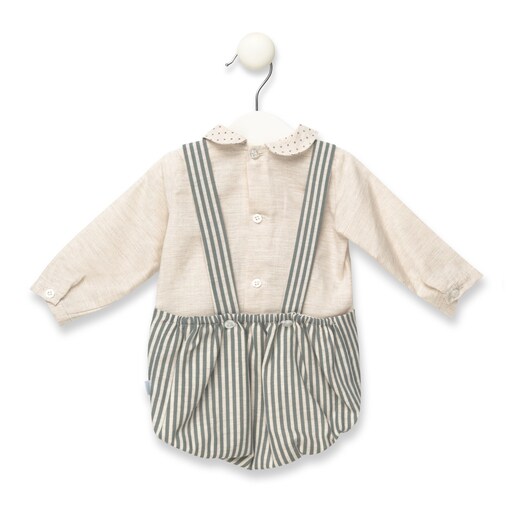 Class shirt and dungarees set in Green and Beige
