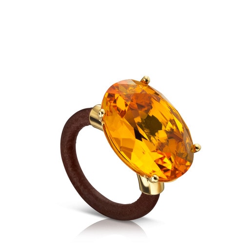 Vermeil Silver Cocktail Ring with Citrine