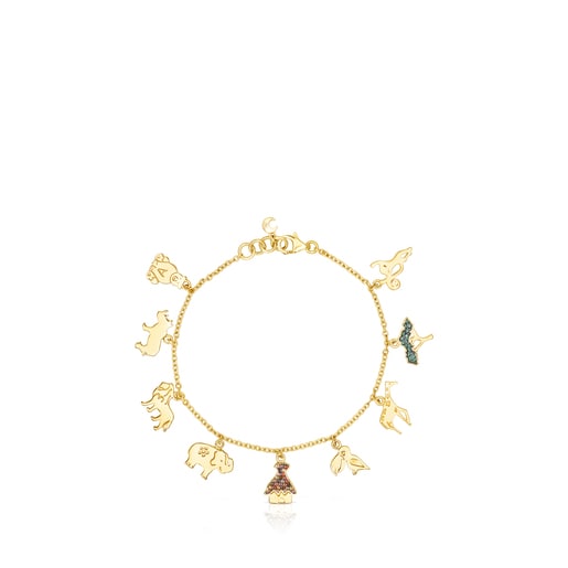 Pulsera con baño de oro 18 kt sobre plata y gemas Save