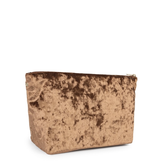 תיק בינוני מקטיפה בצבע זהב