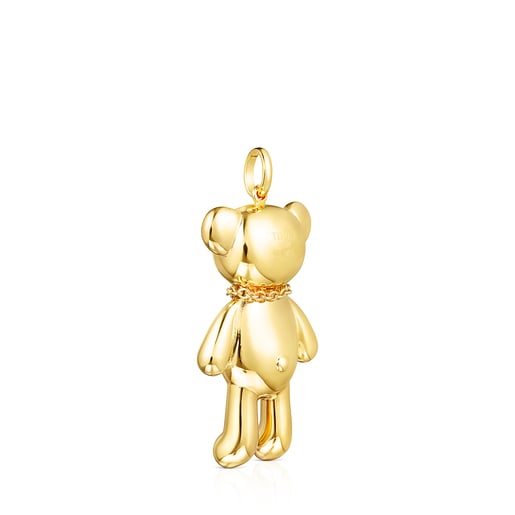 ゴールドコーティングシルバーにスピネル付きペンダントトップが揺れるネックレス Teddy Bear