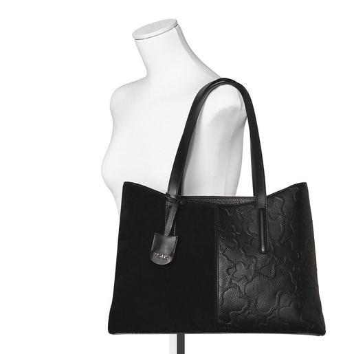 Large black Leather TOUS Icon Shopping bag