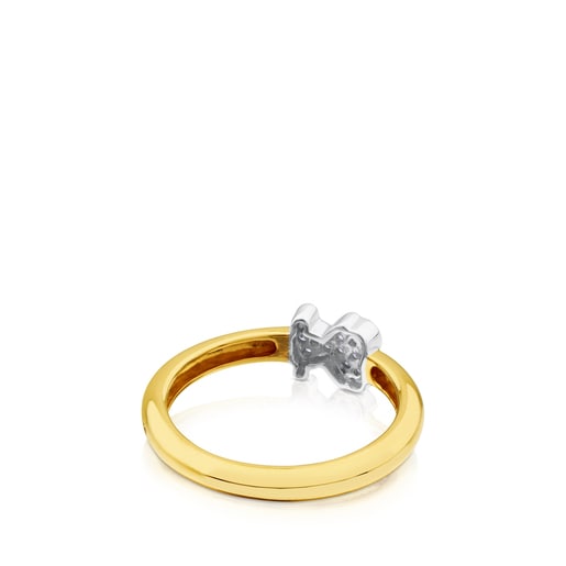 Yellow and White Gold TOUS Gen Ring with Diamond 0,06ct Bear motif