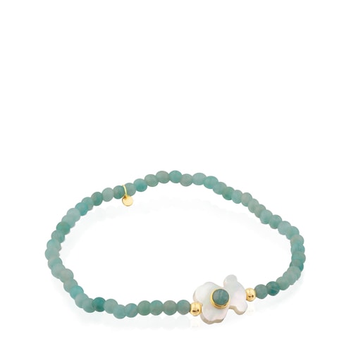 Bracelet Super Power en Amazonites avec Or et Nacre