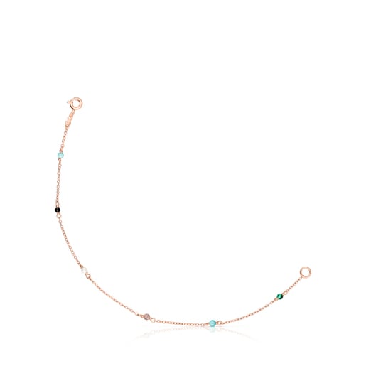 Pulsera TOUS Super Power con baño de oro rosa 18 kt sobre plata y gemas muticolor