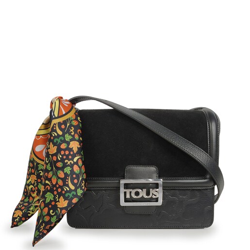 Medium black leather Tous Icon Alma Rusa crossbody bag