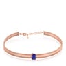 Rose IP Steel Mesh Color Necklace with Lapis Lazuli