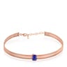 Collier Mesh Color en Acier IP rosé et Lapis-Lazuli