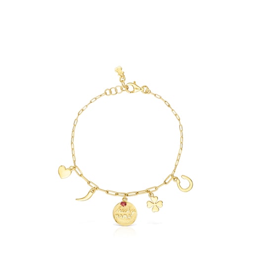 Silver Vermeil TOUS Good Vibes Mama Bracelet with Ruby