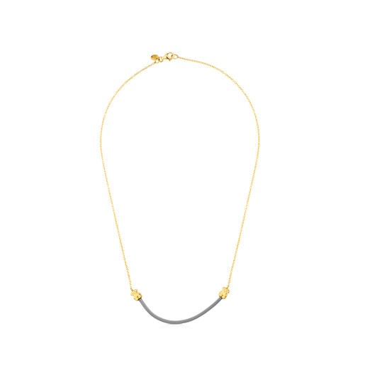 Steel and Gold Icon Mesh Necklace