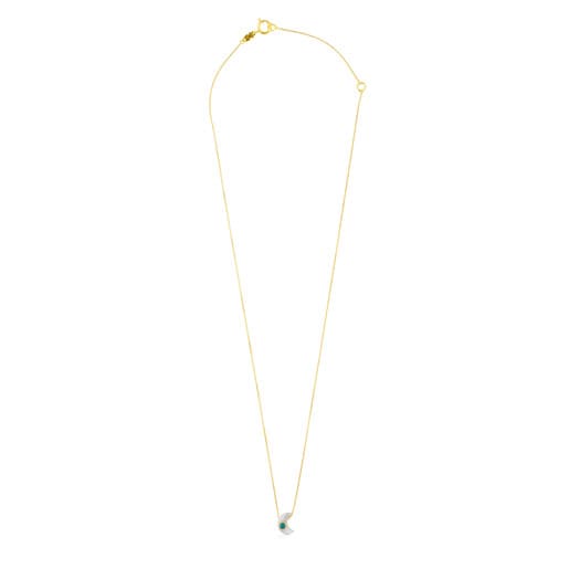 Gold Super Power Necklace with Turquoise and Mother-of-pearl
