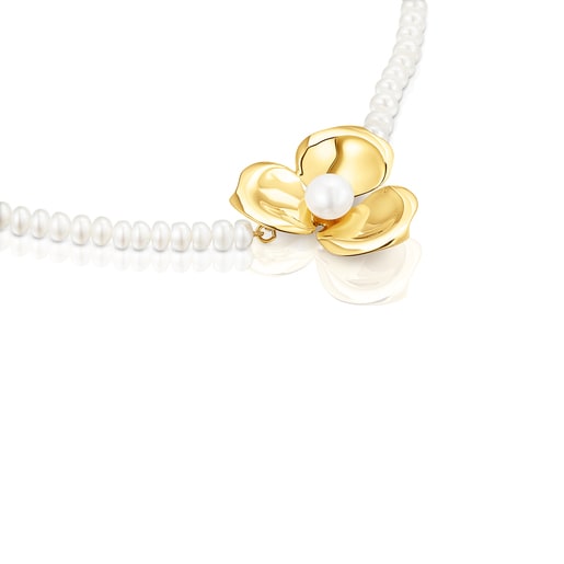 Pearl Fragile Nature Necklace with Silver Vermeil