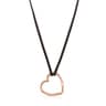 Long Hold heart necklace in Rose Vermeil and brown Leather