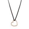 Collar largo Hold corazón con baño de oro rosa de 18 kt sobre plata y Cuero marrón