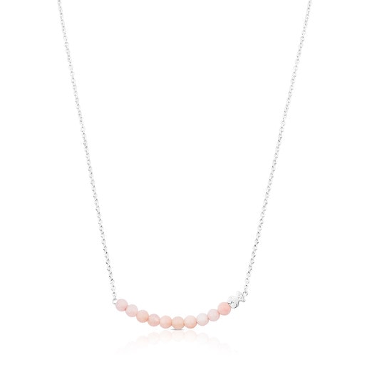 Silver Straight necklace with Opal
