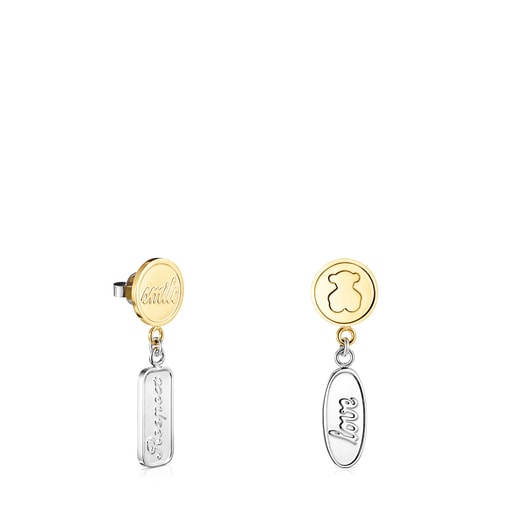 Short two-toned Steel TOUS Good Vibes Earrings