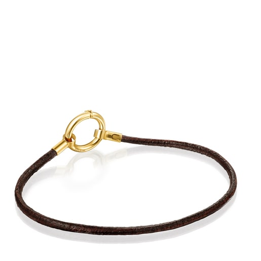 Bracelet Hold en Or et Cuir marron