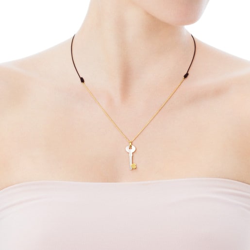 Gold Valentine's Day Necklace with Mother of Pearl