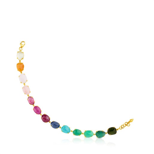 Gold Beethoven Bracelet with thirteen multicolor Gemstones