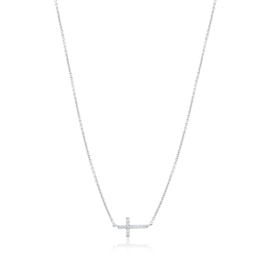 White gold TOUS Cruz Necklace with Diamonds | TOUS