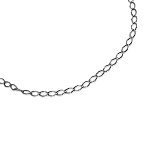 Enge Halskette TOUS Chain aus Dark Silver mit rautenförmigen Kettengliedern