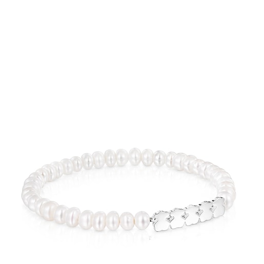 Silver Straight Bracelet with Pearls