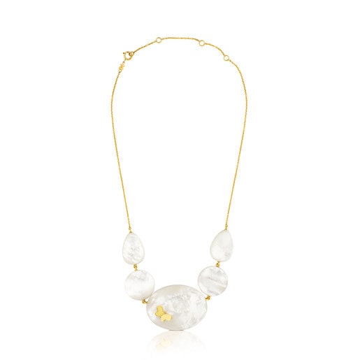 Gold Bera Butterfly Necklace with Mother-of-Pearl