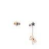Ohrringe Teddy Bear Stars aus rosa Vermeil-Silber mit Spinell und Rubin, kurz und lang