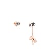 Aretes corto/largo Teddy Bear Stars con baño de oro rosa 18 kt sobre plata, espinela y rubí