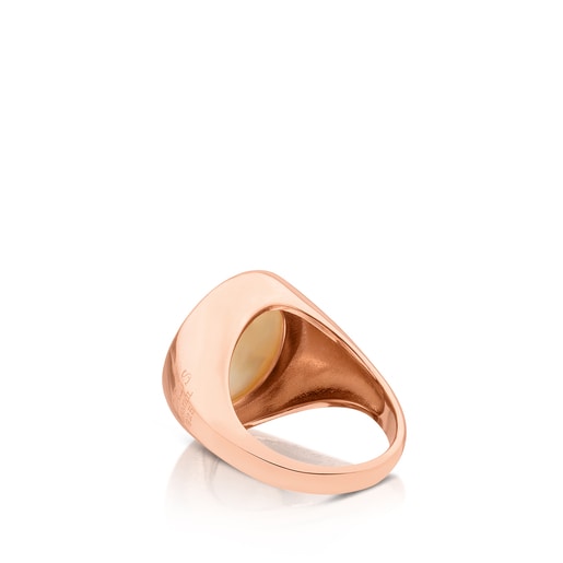 Rose Vermeil Silver Camee Ring with Mother-of-Pearl