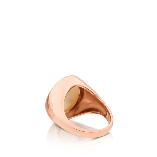 Bague Camee en Argent Vermeil rose avec Nacre