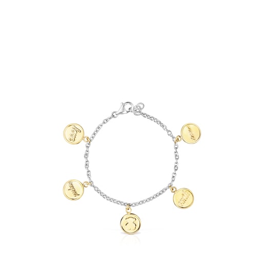 Two-toned Steel TOUS Good Vibes medallions Bracelet