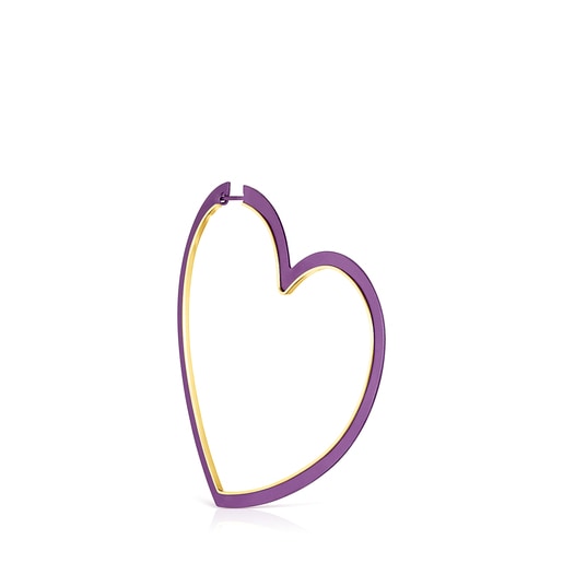 1/2-Ohrring Silueta mit einem Herz aus Vermeilgold und Titan