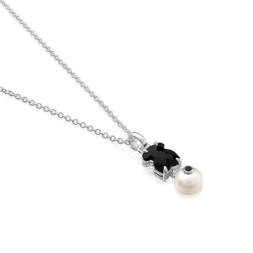 Silver Erma Necklace with Onyx, Pearl and Spinel