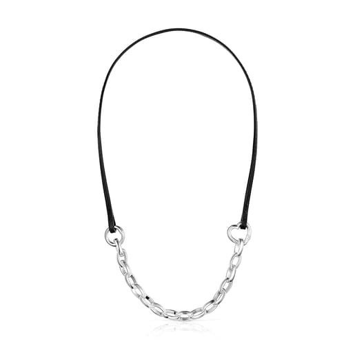 Сет Hold: браслет и колье из серебра и кожи