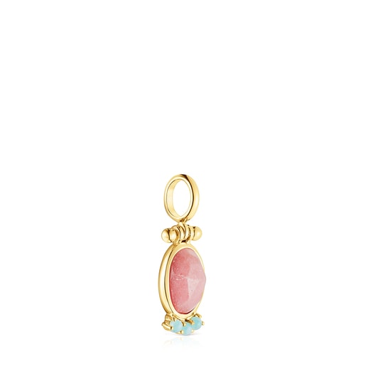Penjoll Fragile Nature amb bany d'or 18 kt sobre plata i gemmes