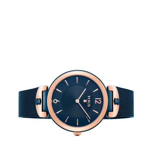 Two tone rose and blue steel IP S Mesh Watch TOUS