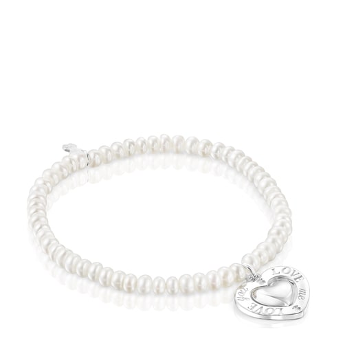 Bracelet de perles et cœur rotatif San Valentín